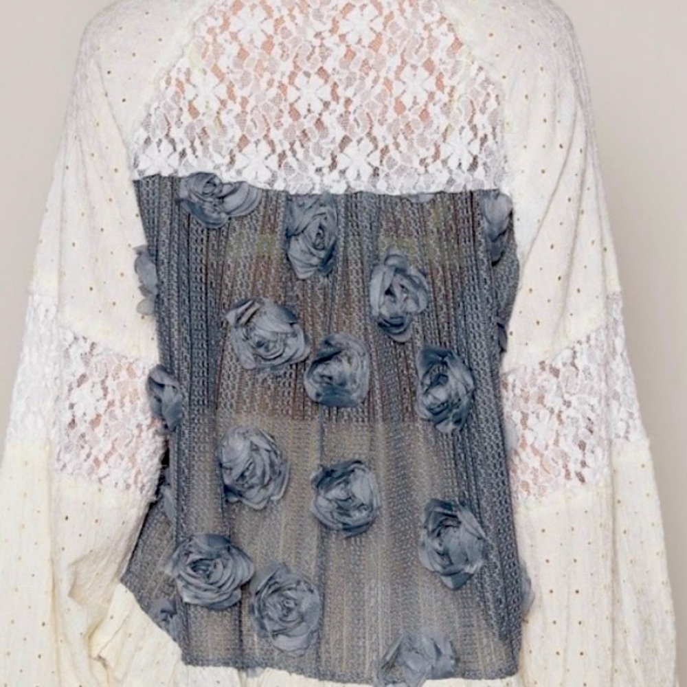JACKET NWOT POL Elegant White/Dark gray Lace jacket - Picture 4 of 8